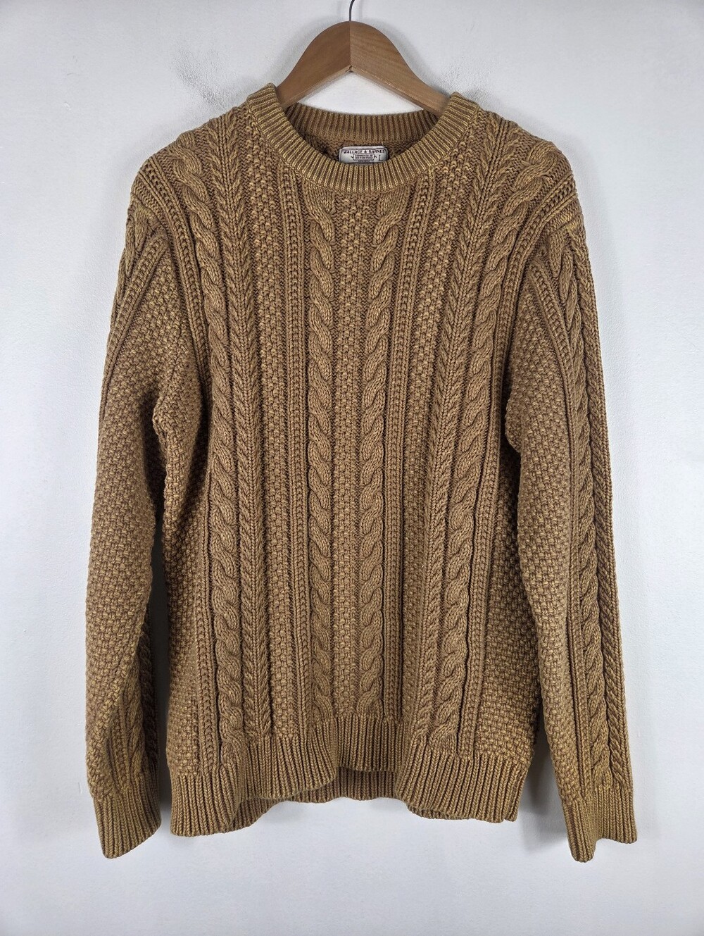 Wallace & Barnes Cotton Cable Knit Lons Sleeve Crewneck Chunky Fisherman Sweater